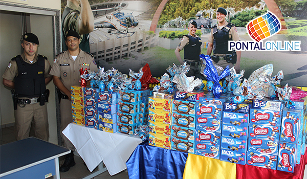 Polícia Militar realiza campanha de chocolates para crianças