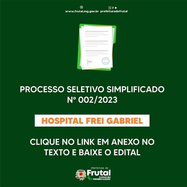 PREFEITURA PUBLICA EDITAL PARA CONTRATAÇÃO DE PROFISSIONAIS DO HOSPITAL FREI GABRIEL