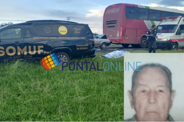 IDOSO MORRE EM ACIDENTE APÓS COLIDIR NA TRASEIRA DE ÔNIBUS NA BR-153